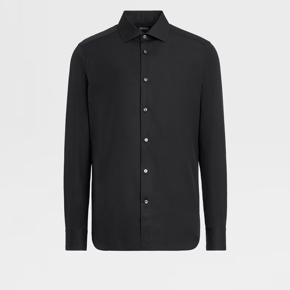 Zegna Black Trofeo Comfort Cotton Shirt Black Men’s 39/15.5